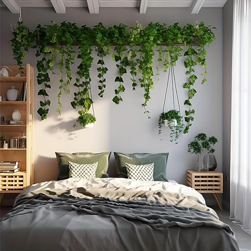 6pcs Fake Vines，82in For Room Decor, Artificial Ivy Greenery Garland Fake Leaves Hanging Plants Vine For Bedroom，Aesthetic Wedding Party Garden Greenery Decor