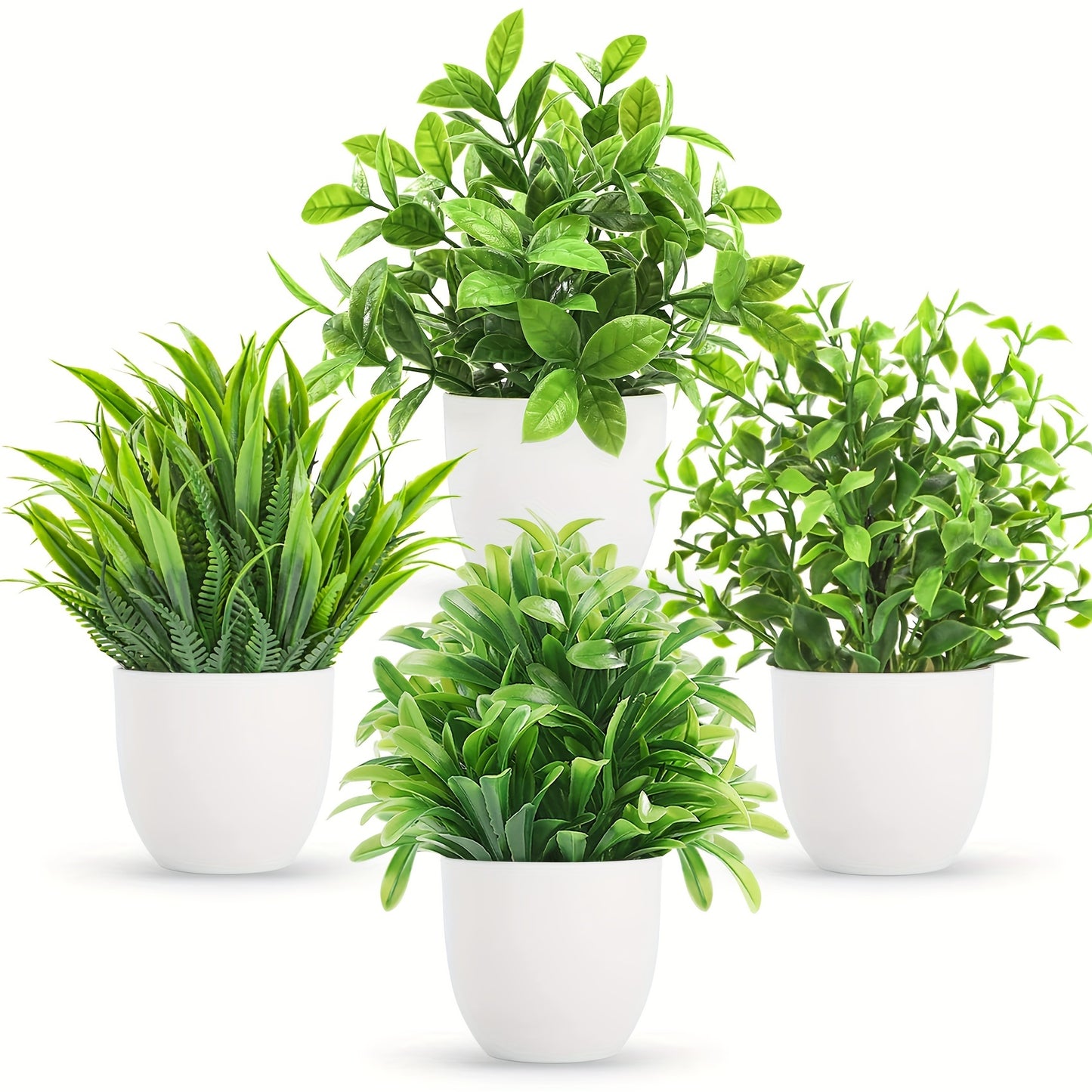 4pcs, Mini Fake Plants, 6.7inch/17cm Artificial Potted Eucalyptus Faux Plants For Home Office Farmhouse Bathroom Table Shelf Decor