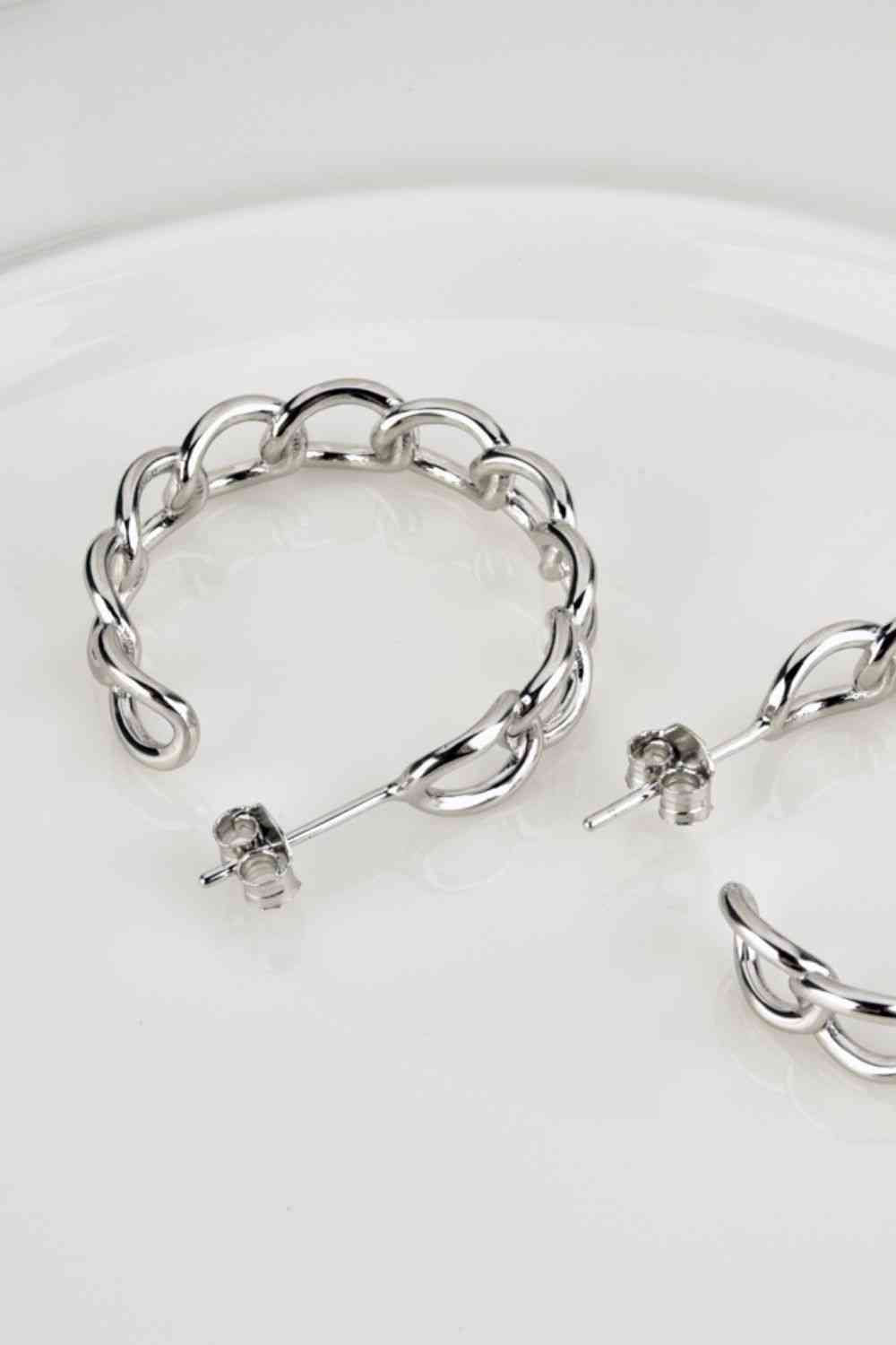 Chain C-Hoop 925 Sterling Silver Earrings