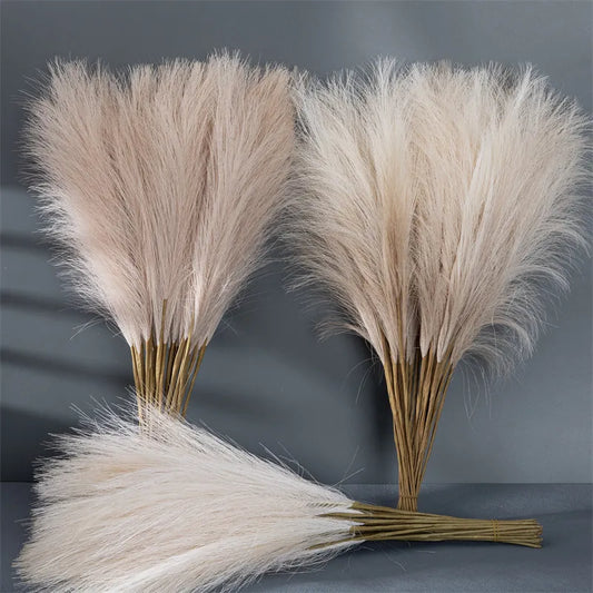 55CM 5/10/20PCS Fluffy Pampas Grass Boho Decor Flower Fake Plant Reed Simulated Wedding Party Home Decoration Artificial Flowers