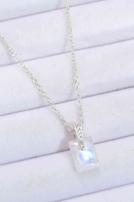 925 Sterling Silver Natural Moonstone Pendant Necklace