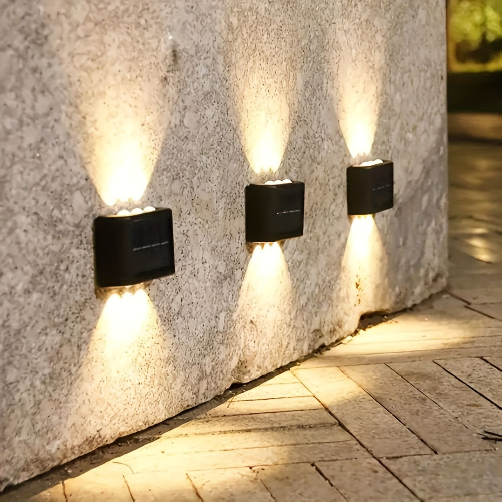 Staaricc 2pcs Solar Waterproof Wall Light,Outdoor 6-LED Deck Lights, Wall Light,For Courtyard, Street, Fence, Garage, Garden Perfect Decoration