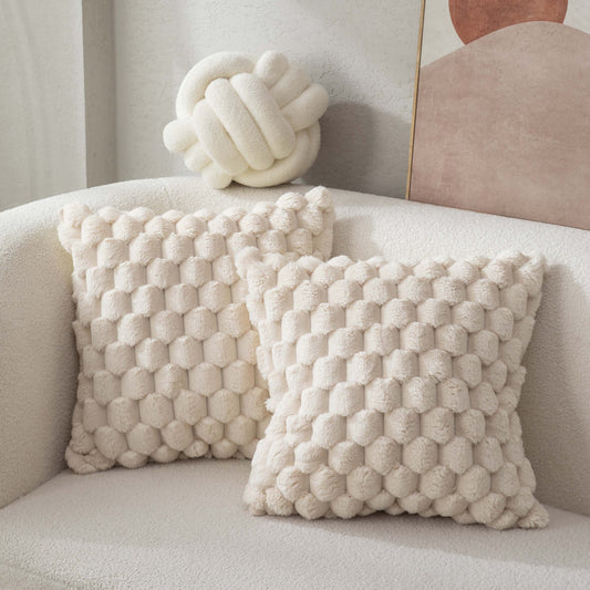 2pcs Pineapple Grid Turtle Pattern 3D Soft Plush Throw Pillowcase, Cream White Multicolor Suitable For Living Room Sofa Bedroom Home Decor Room Decor